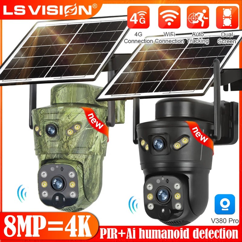 LS VISION 4G Solar Cameras 8MP Outdoor Trail Camera WiFi Security Camera Night V
