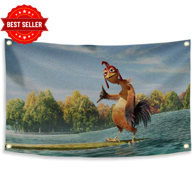 Chicken Joe Flag 3X5Ft Meme Funny Flag,Surfs up Poster Cool Flags for College Do