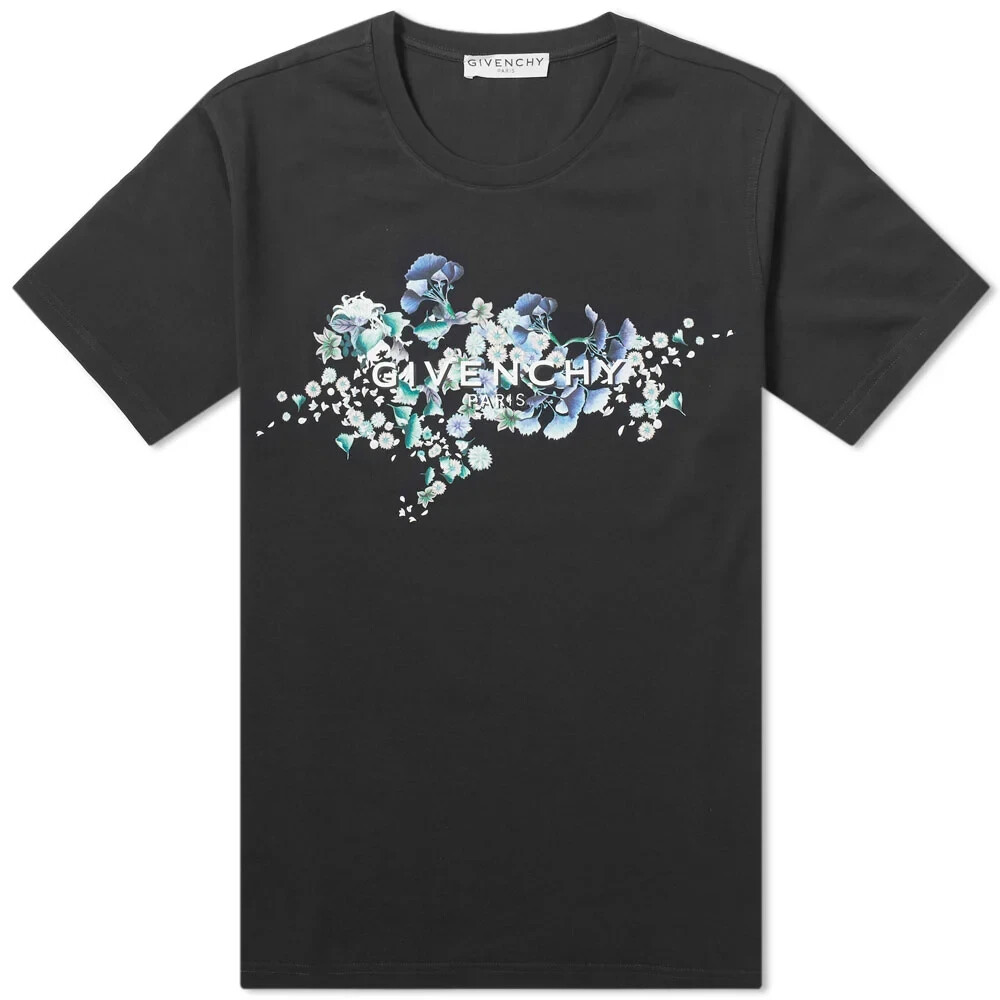 GIVENCHY 花柄刺繍 黒Tシャツ Givenchy // Floral Short Sleeve T-Shirt – VSP Consignment