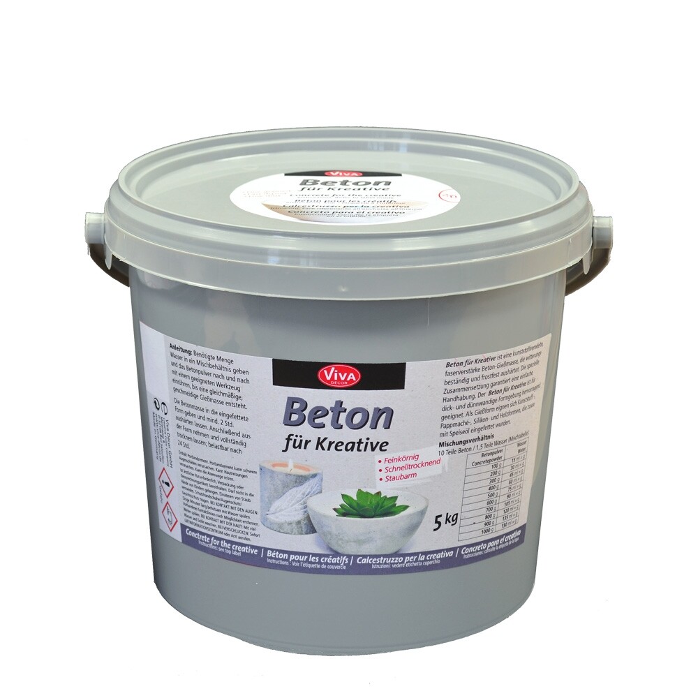 Gieß-Beton für Kreative 5 kg -Bastelbeton mit 2 mm Körnung für Deko Objekte