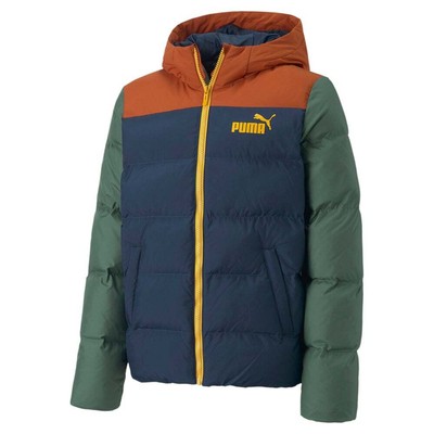 

Puma Colourblock Polyball Hooded Full Zip Jacket Молодежные мальчики Синие пальто Куртки O, Синий, Puma Colourblock Polyball Hooded Full Zip Jacket Youth