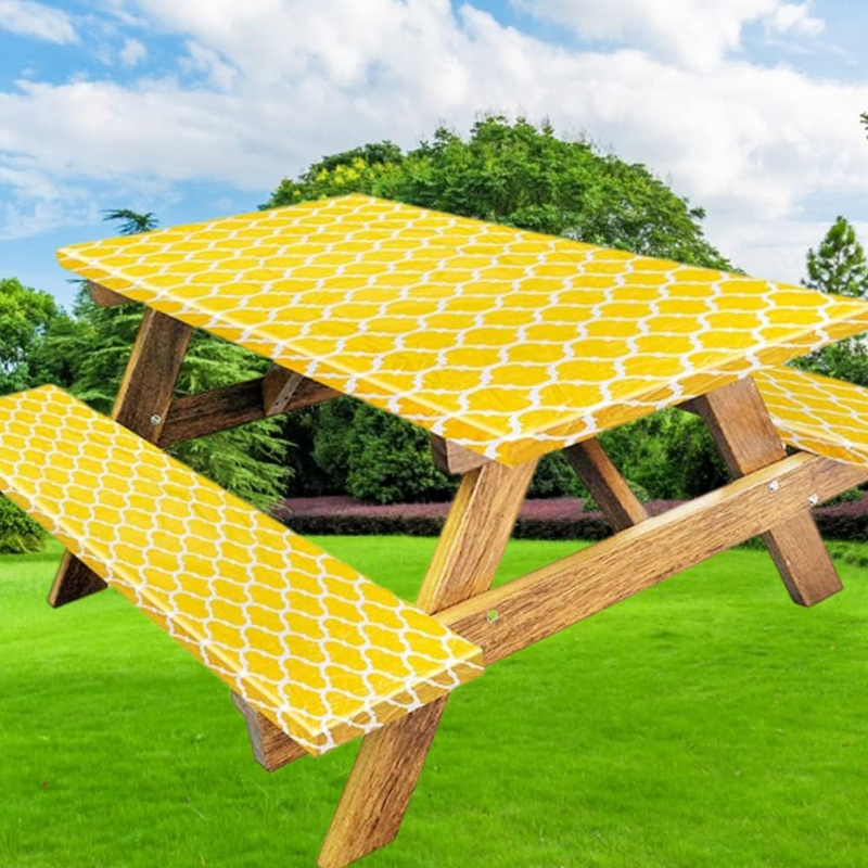 Vinyl Picnic Tablecloths and Bench Covers, Waterproof Picnic Table and Bench Sea