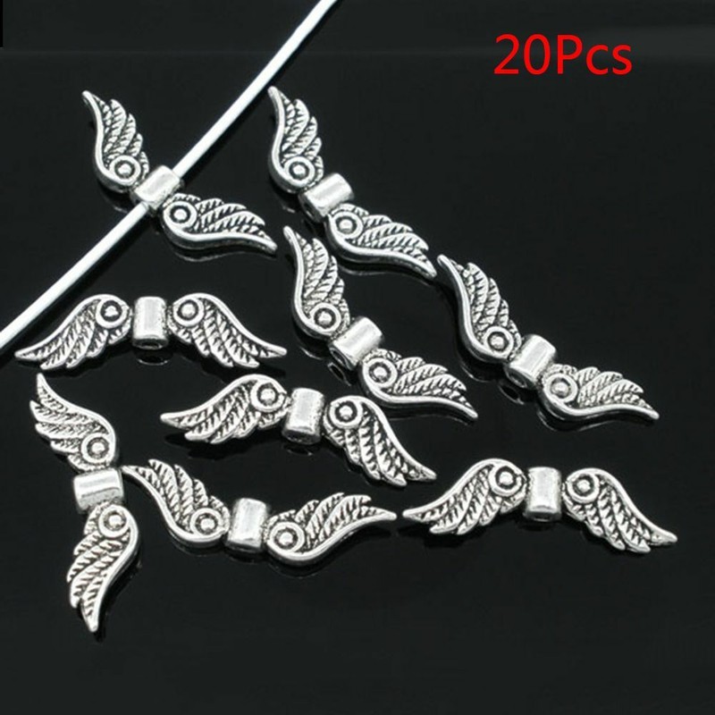 Craft Charm Spacer Beads Angel Fairy Wings Making Craft Antique Silver Tone