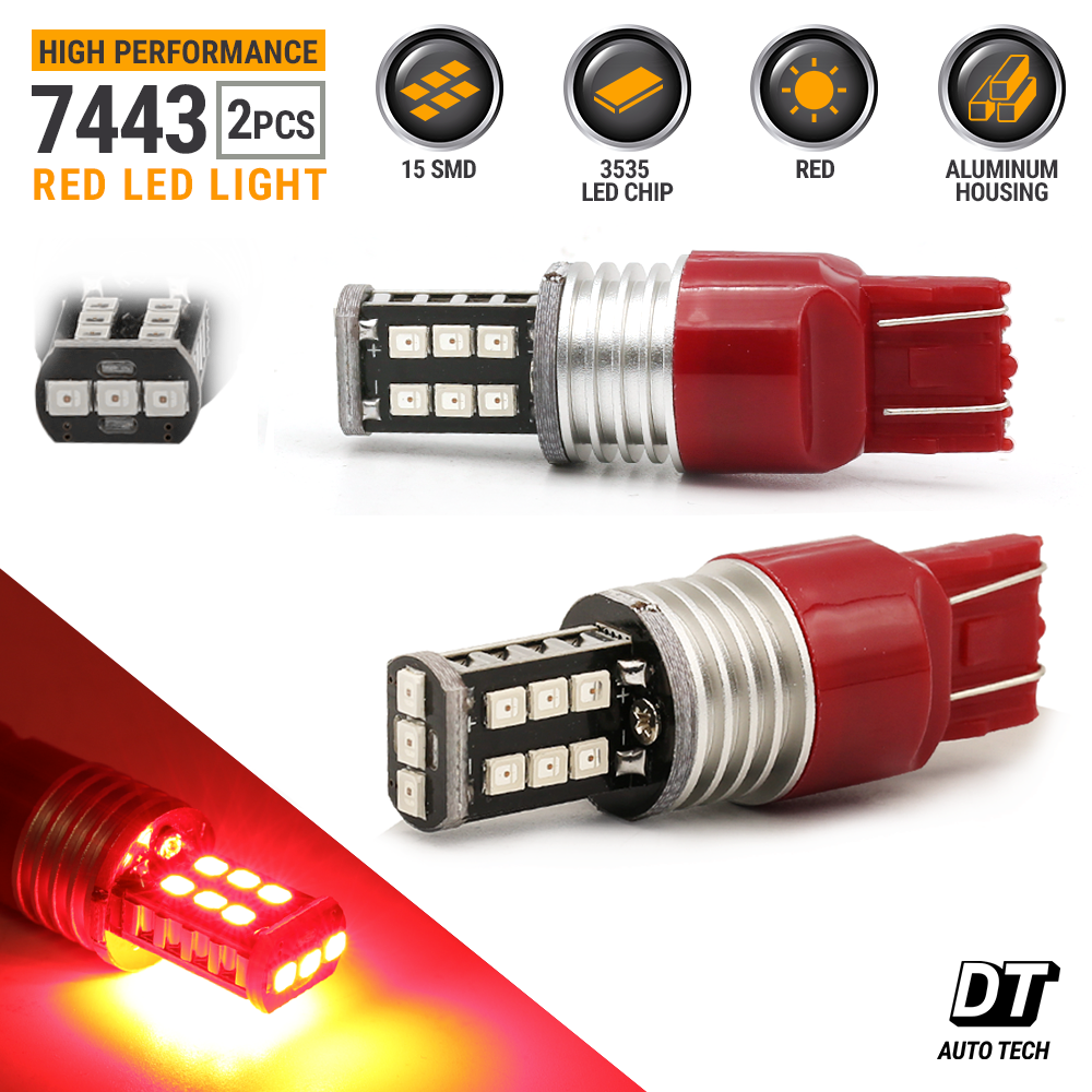 7443 7440 7444 Red Hi Power LEDs Rear Tail Brake Stop Parking Light Bulbs