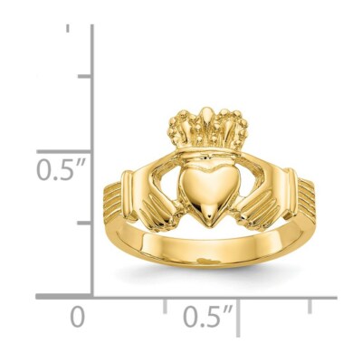 Pre-owned Superdealsforeverything Real 14kt Yellow Gold Polished Claddagh Ring S:6