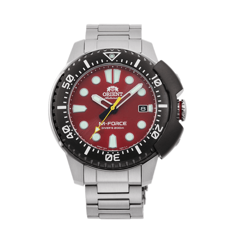 Pre-owned Orient M Force Iso Air Diver Automatic Watch Red Dial Ac0l02r Made In Japan