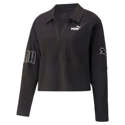

Рубашка поло с длинным рукавом Puma Power Colorblock, женская, размер , повседневная, 67405501, Черный