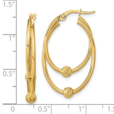 Pre-owned Skyjewelers Real 14kt Yellow Gold Gold Polished Diamond Cut Hoop Earrings