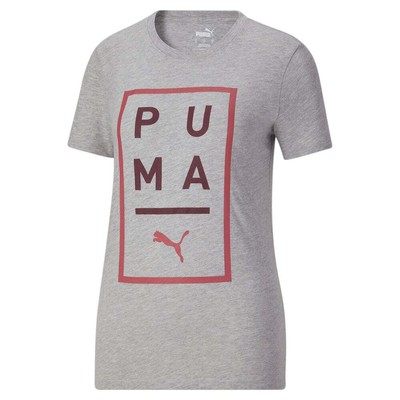 

Puma Над Баром Графический Круглый Вырез Короткие Рукава Футболка Женская Размер  Повседневная, Grey