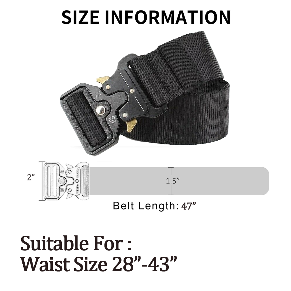 MEN Casual Military Tactical Belt Army Metal Adjustable Quick Release Waistband