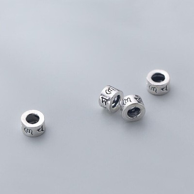 Tibetan Om Mantra Sterling Silver DIY Round Spacers Rondelle Beads A2177