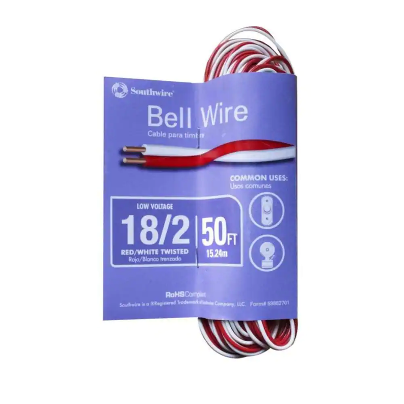 50 Ft. 18/2 Bell Wire Suitable for Thermostats, Burglar Alarms, intercoms