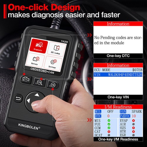 KINGBOLEN OBD2 Scanner Code Reader Check Car Engine Fault Diagnostic Tool YA200