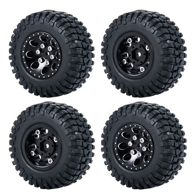 FLYXM 4Pcs 1.0 CNC Beadlock Wheel Rims & Tires for Axial SCX24 Upgrade US STOCK