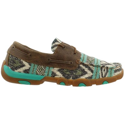 

Twisted X Driving Moccasin Southwest Print Boat Womens Brown Flats Casual WDM01, Коричневый, Twisted X Driving Moccasin Southwest Print Boat