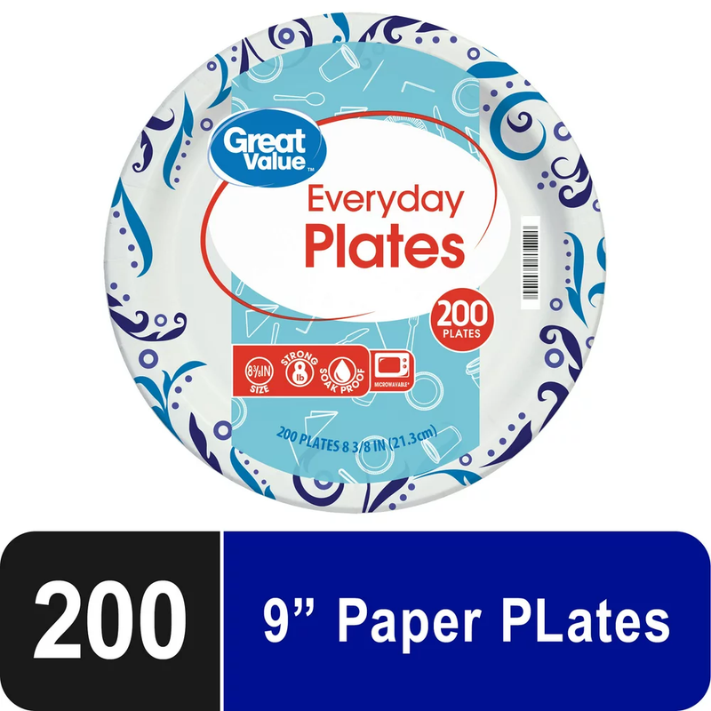 Everyday Strong, Soak Proof, Microwave Safe, Disposable Paper Plates, 10