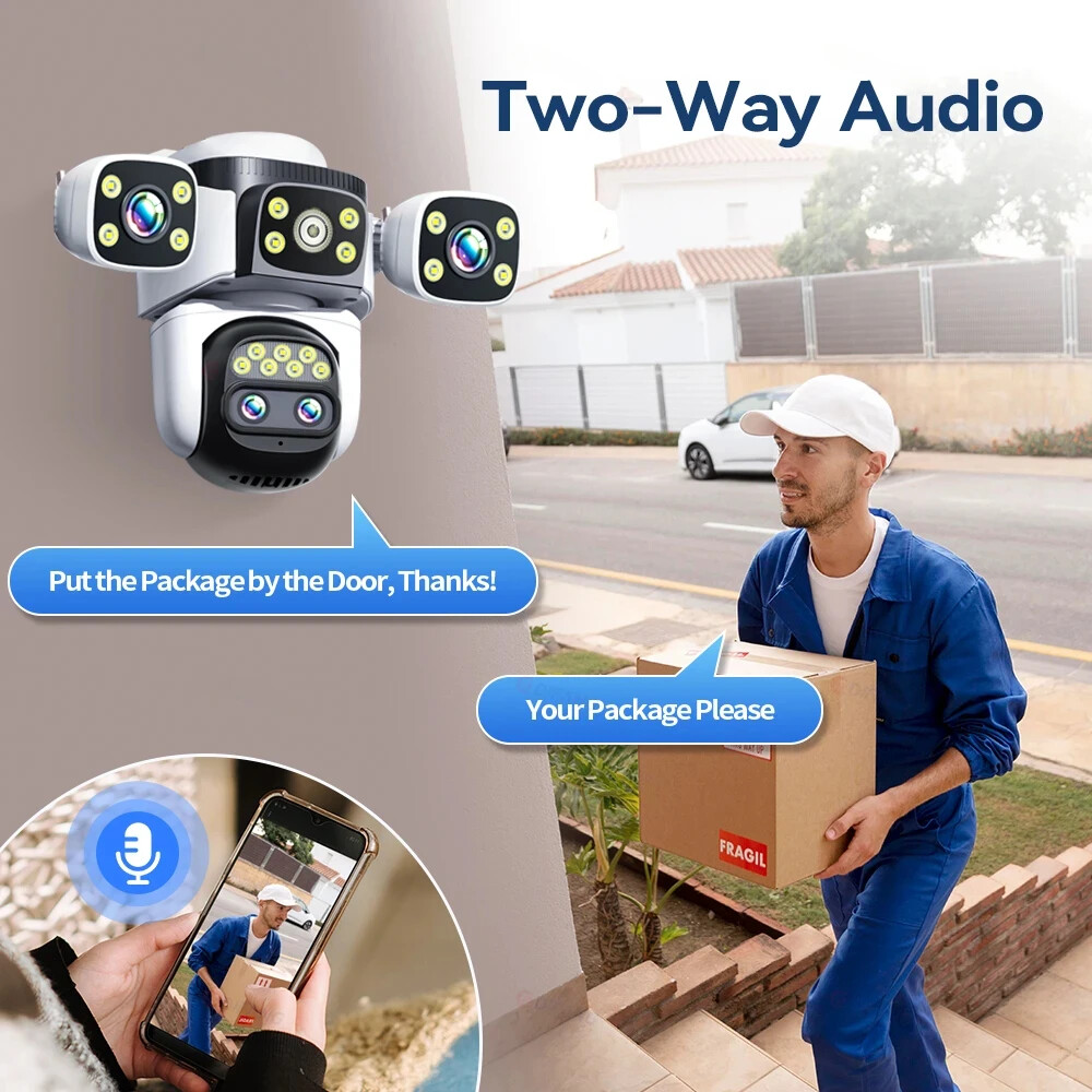 Four Lens 10K WiFi Security Camera 10X Zoom Outdoor Night Vision