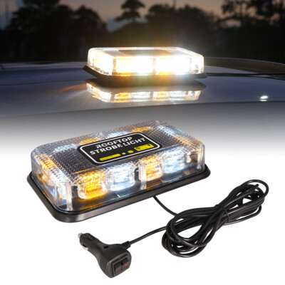 72 LED Rooftop Strobe Beacon Light Car Emergency Hazard Warning Amber White Mix