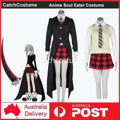 Anime Soul Eater Maka Albarn Cosplay Costume Black Coat Halloween Party Outfit