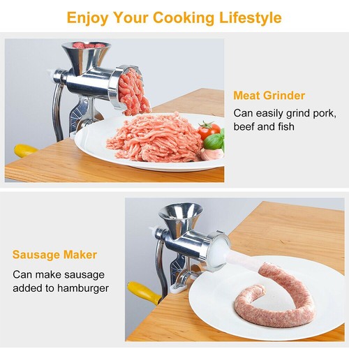 Heavy Duty Manual Meat Grinder Mincer Stuffer Sausage Pasta Filler Maker Machine