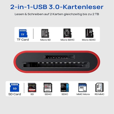 JSAUX USB 3.0 SD TF Kartenleser USB Card Reader Adapter TF SD Memory Card Reader
