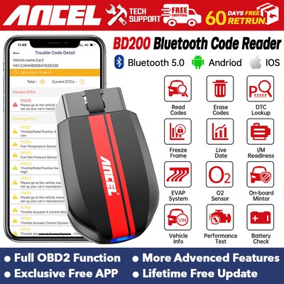 ANCEL Car OBD2 Scanner Check Engine Bluetooth Code Reader Battery Diagnostic US