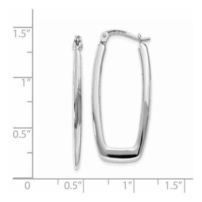 Pre-owned Diamond2deal 14k White Gold Polished 2.25mm Rectangle Hoop Earrings