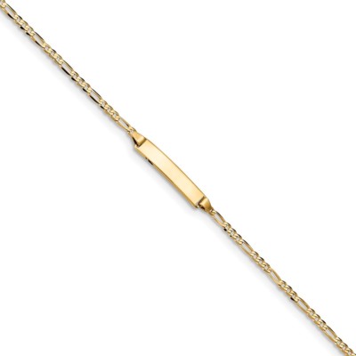 Pre-owned Superdealsforeverything Real 14kt Yellow Gold Figaro Id Chain Bracelet; 7 Inch; Lobster Clasp