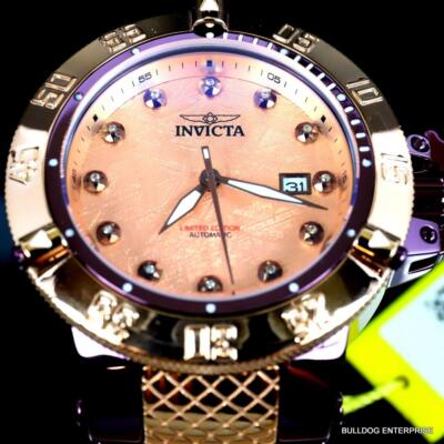Pre-owned Invicta Subaqua Noma Iii Diamond Rose Gold Meteorite Swiss Steel Auto Watch