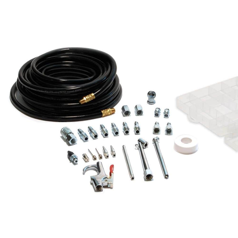 25-piece 50 ft. pvc air hose with air accessory kit and stor
