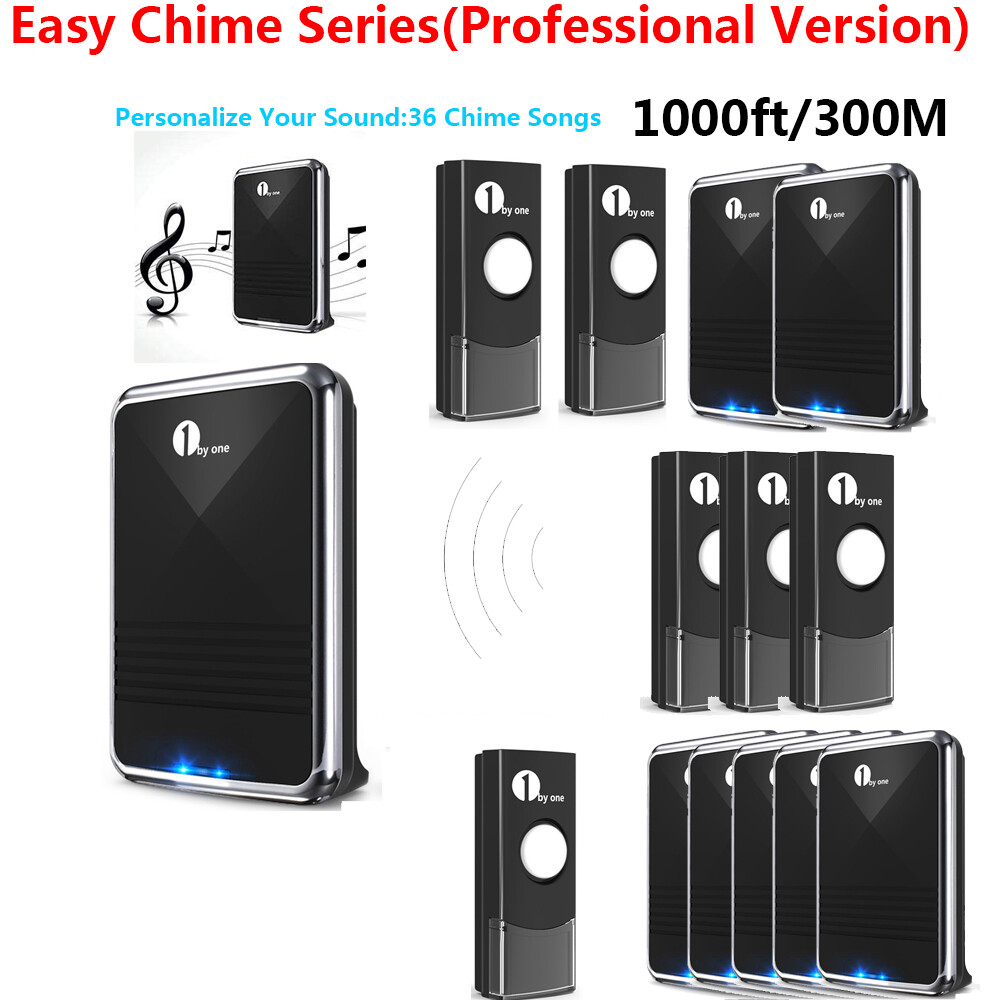 1byone Wireless Battery Digital DoorBell 36 Chime Waterproof Button LED Driveway