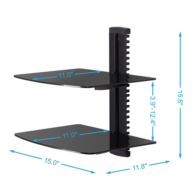 Fenge 2 Tiers Av Wall Mount Shelf Black Bracket Stand for AV Receiver Component