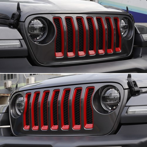 7pcs Front Grille Grill Inserts Cover Trim Deccor for Jeep Wrangler JL