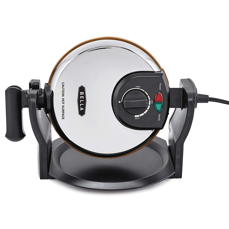 BELLA Copper Titanium Coated Rotating Belgian Waffle Maker, Stainless 1000 Watt