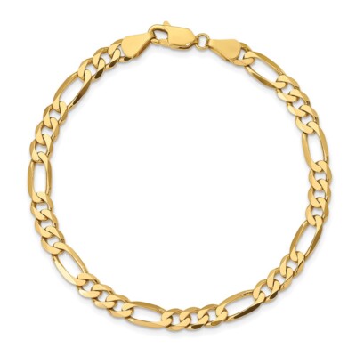 Pre-owned Superdealsforeverything Real 10kt Yellow Gold 5.5mm Concave Open Figaro Chain Chain Bracelet; 8 Inch