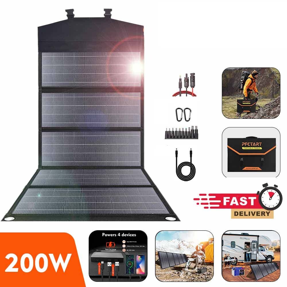 200W Portable Solar Panel for Jackery/BLUETTI/ECOFLOW Power Station Waterproof