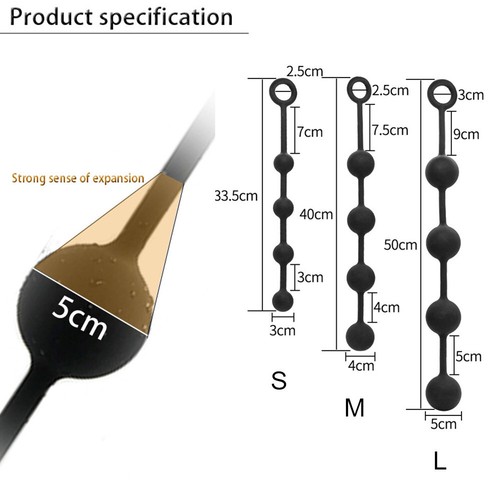 Anal Chain Plug Unisex Large Big Silicone Beads Play Pull Ring Ball Men Women US