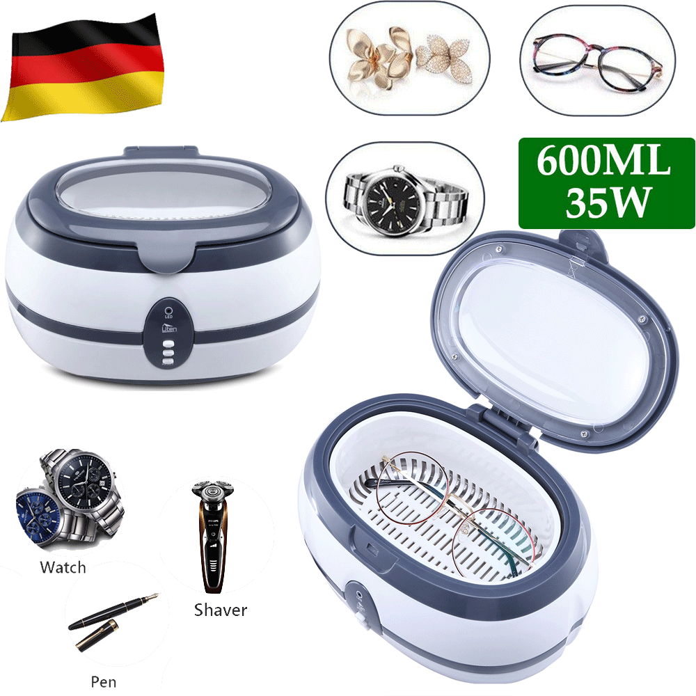 Digital Ultraschallreiniger Reinigungsgerät Timer Brillen Schmuck Reiniger 600ml