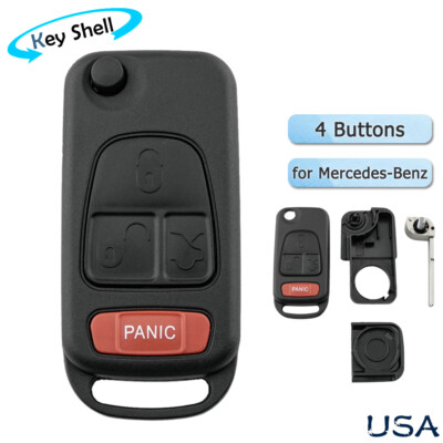 Key Fob Case for 1998 1999 2000 2001 2002 2003 Mercedes-Benz SLK230 + Flip Blade