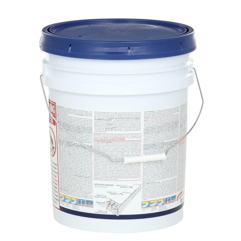 White Seal Rubberized Elastomeric Roof Coating 5Gal Weatherproof Durable Sealer