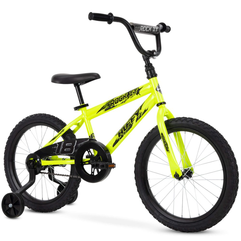 18 Inch Rock It Boys Bike Huffy Bicycle With Training Wheels Kids Ages 4 and Up