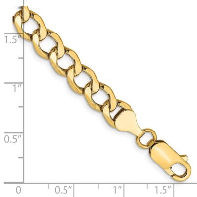 Pre-owned Diamond2deal 10k Yellow Gold 6.5mm Semi-solid Curb Link Chain Bracelet