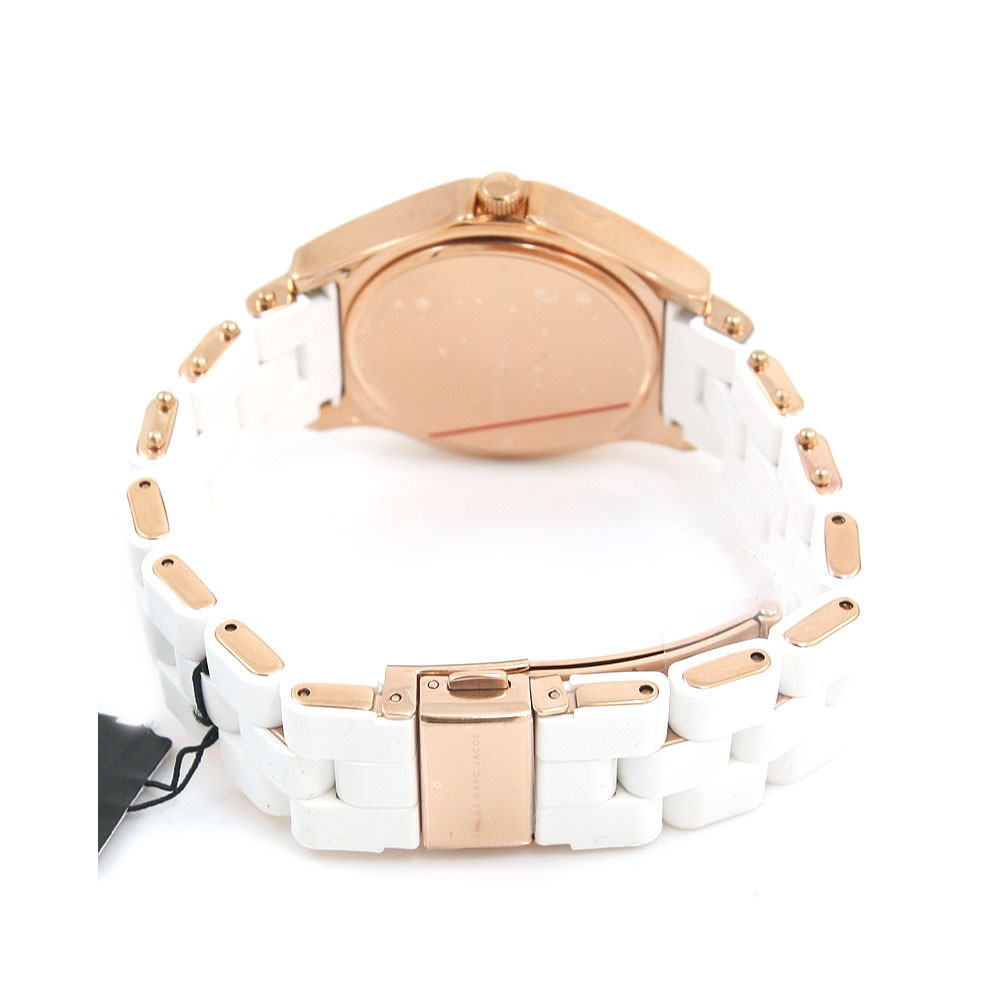 Pre-owned Marc Jacobs Set Of 2  His,hers Pelly White Silicone Wrap Rose Gold Watch Mbm9023