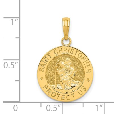 Pre-owned Skyjewelers Real 14kt Yellow Gold Saint Christopher Medal Pendant