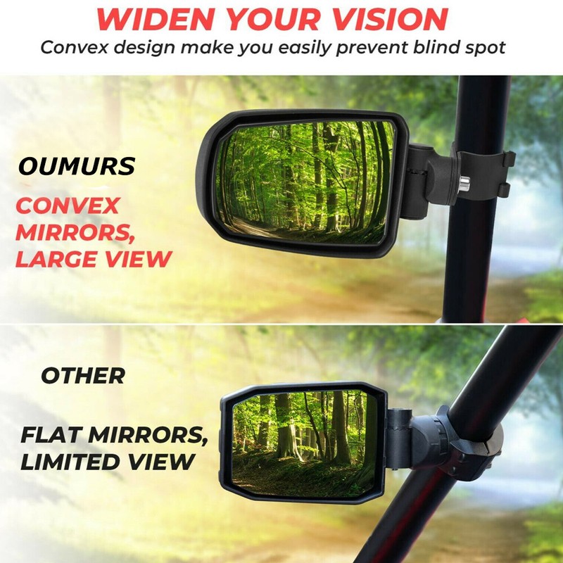LED Rear-View Mirrors Rear View Mirrors UTV Side Rear View Mirrors With LED Lights - Fits Polaris RZR 800/900/1000/Turbo, 1.75-2" Roll Cage Munirater UTV Accessories - Foto 4