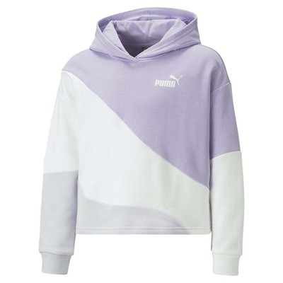 Puma Power Cat Pullover Hoodie Молодежные девушки Фиолетовая повседневная спортивная верхняя одежда 6735