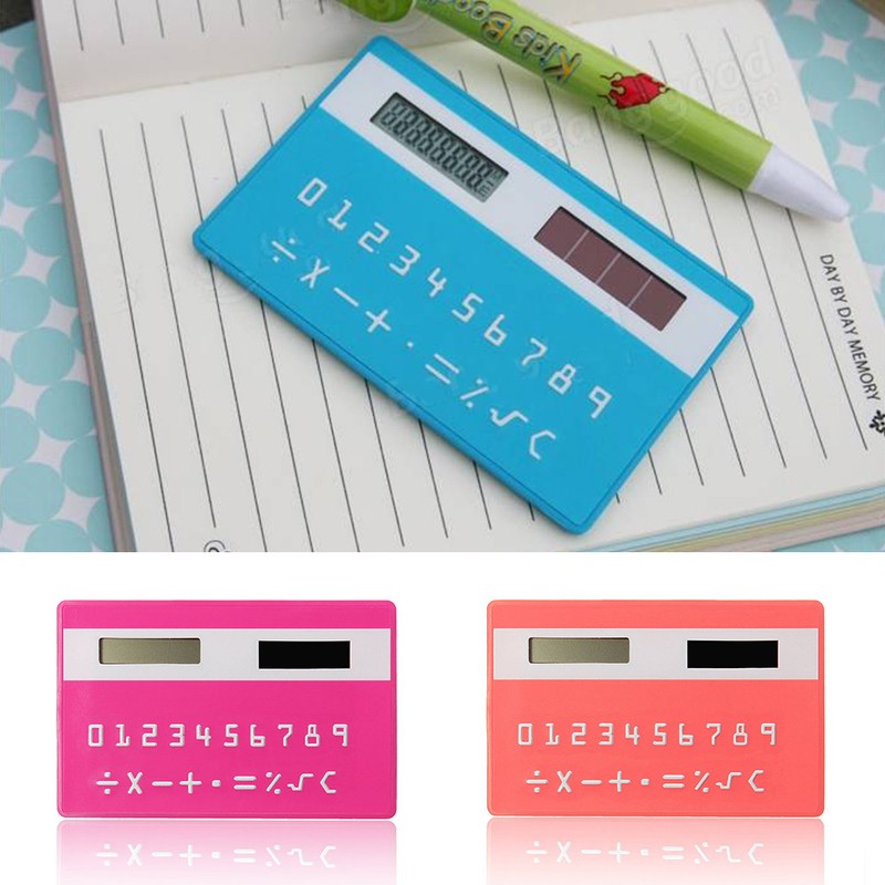 Ultra Thin Solar Energy Power Slim Card Pocket Wallet Calculator 8 Digits Useful