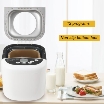 2LB 12-in-1 Bread Maker Automatic Compact Dough Machine Nonstick White 110V US