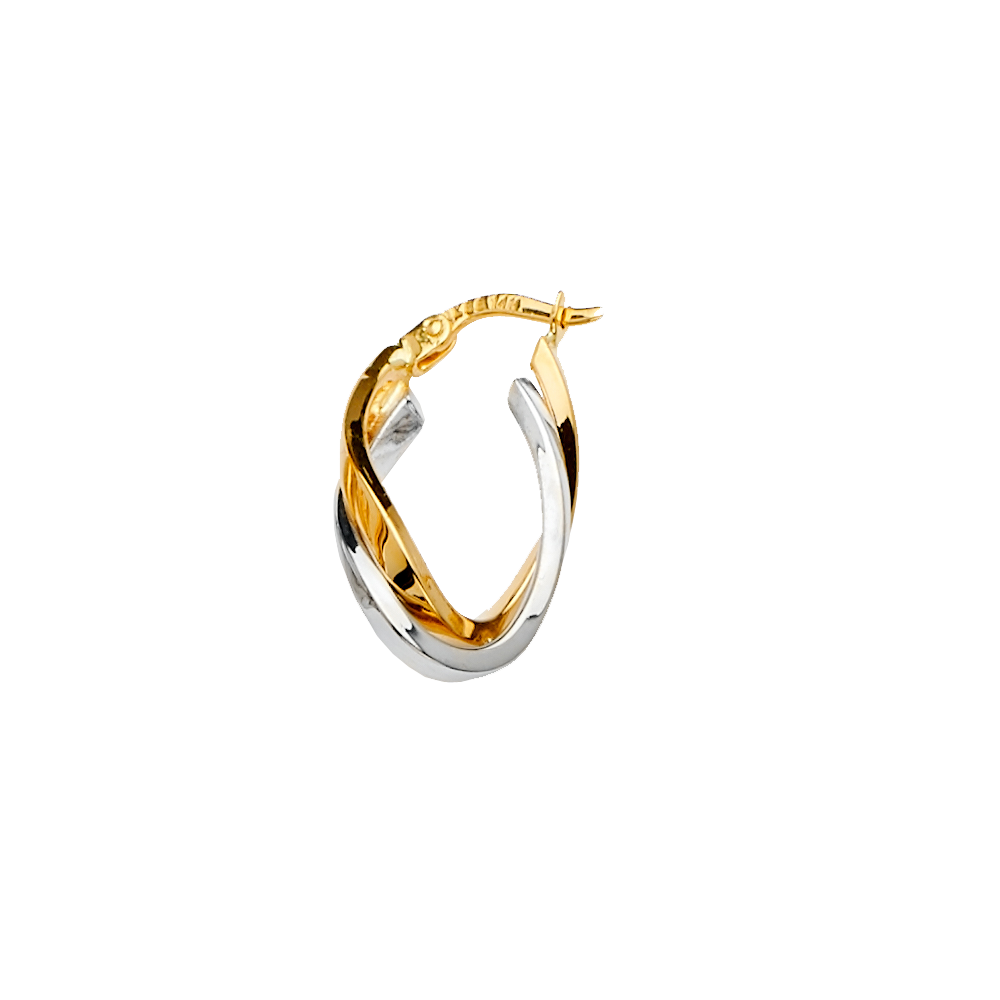 Pre-owned Tgdj 14k Tri Color Gold Hoop Earrings For Women Diameter - 20 Mm