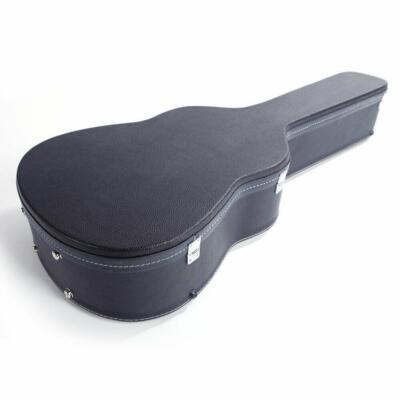 39" Acoustic Classical Guitar Hard Case Box Microgroove Flat Black High Quality
